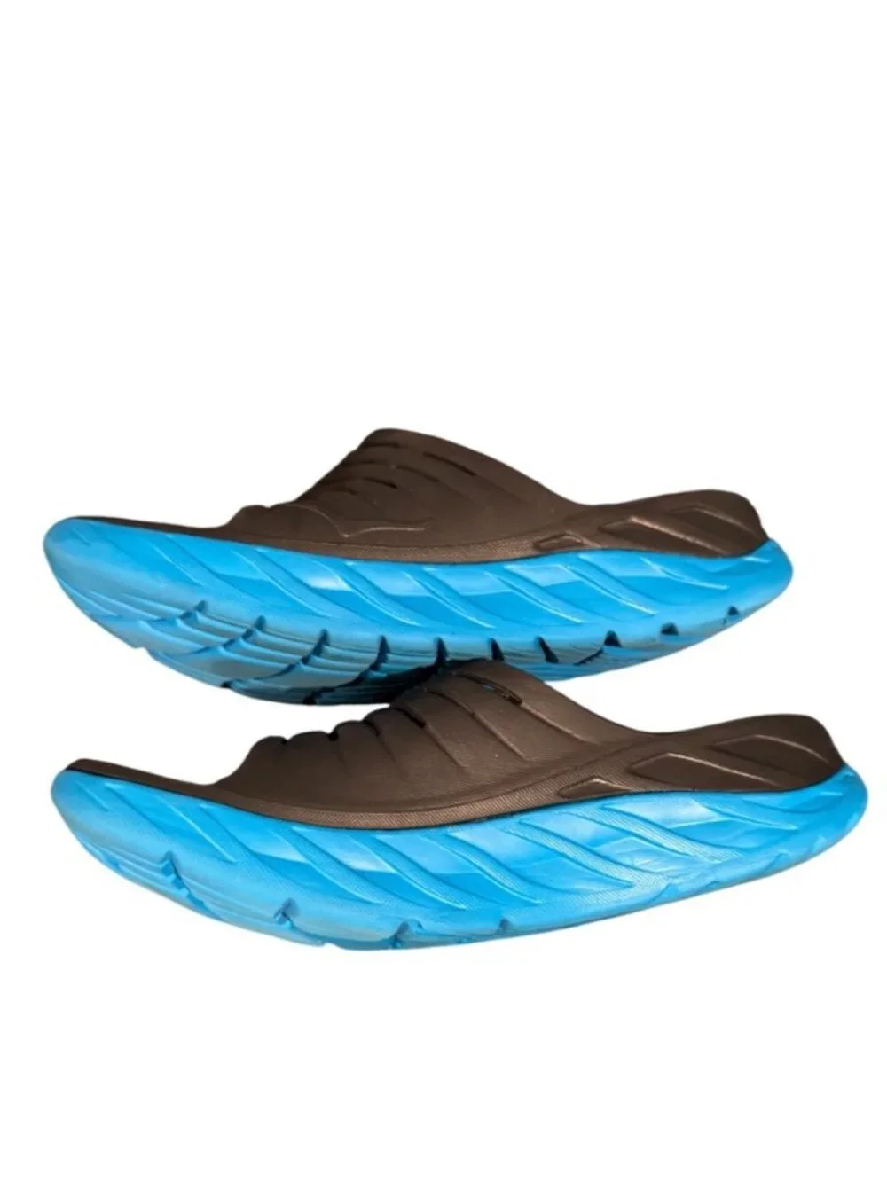 HOKA ONE ONE Ora Recovery Slides Men’s 9 Women’s 11 Black Blue Comfort Sandals